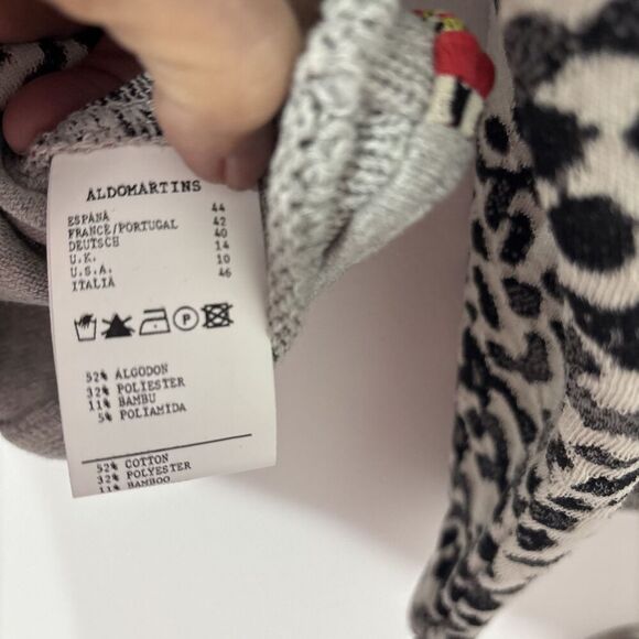 Aldo Martins Cardigan Sz 10 Animal Print Snaps Pockets Hooded Designer Spain - Picture 9 of 16